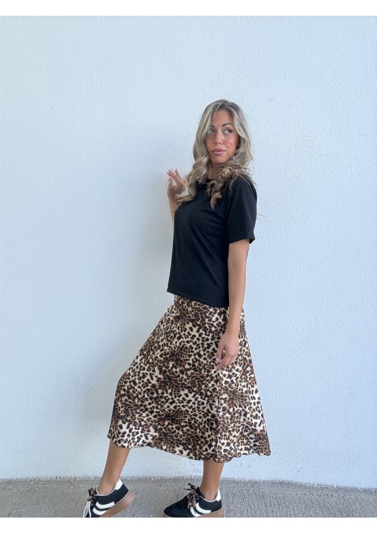 Falda Satén Leopardo