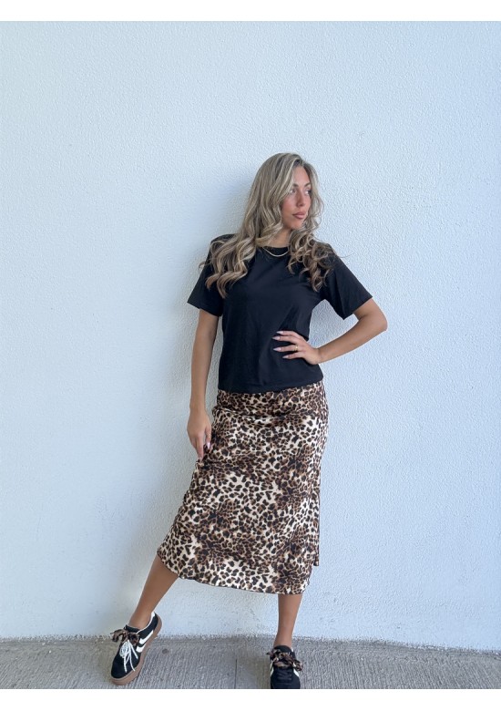 Falda Satén Leopardo