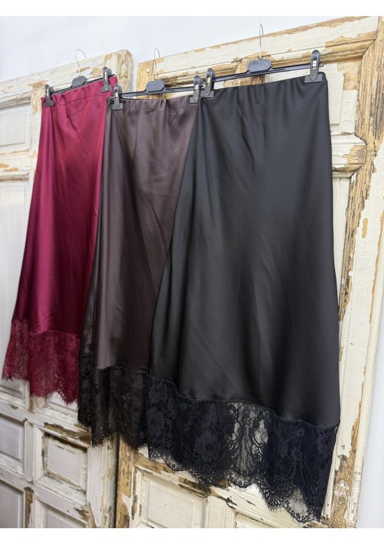 Falda Satén Encaje