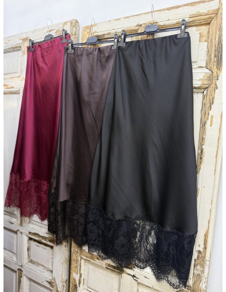 Falda Satén Encaje