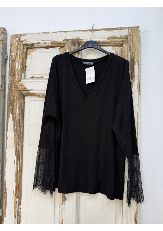 Camiseta Manga Encaje