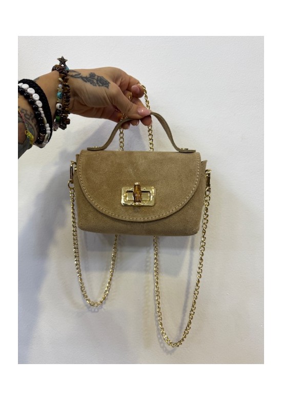 bolso de piel beige
