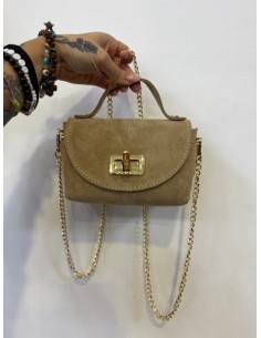 bolso de piel beige