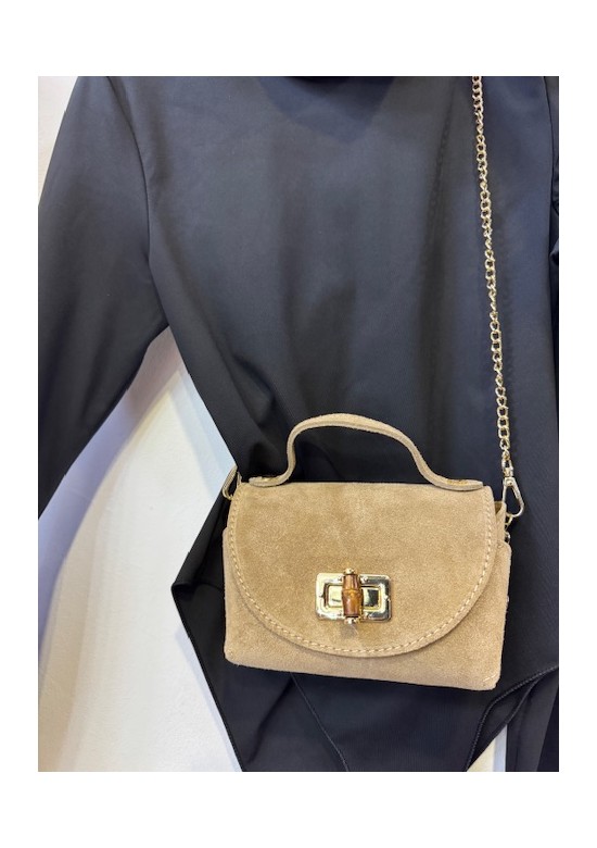 bolso de piel beige