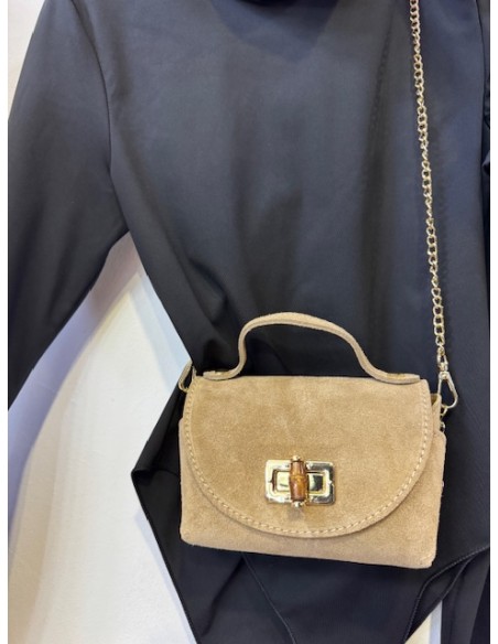 bolso de piel beige